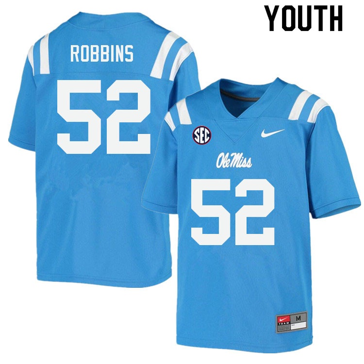 Youth #52 Taleeq Robbins Ole Miss Rebels College Football Jerseys Sale-Power Blue - Click Image to Close